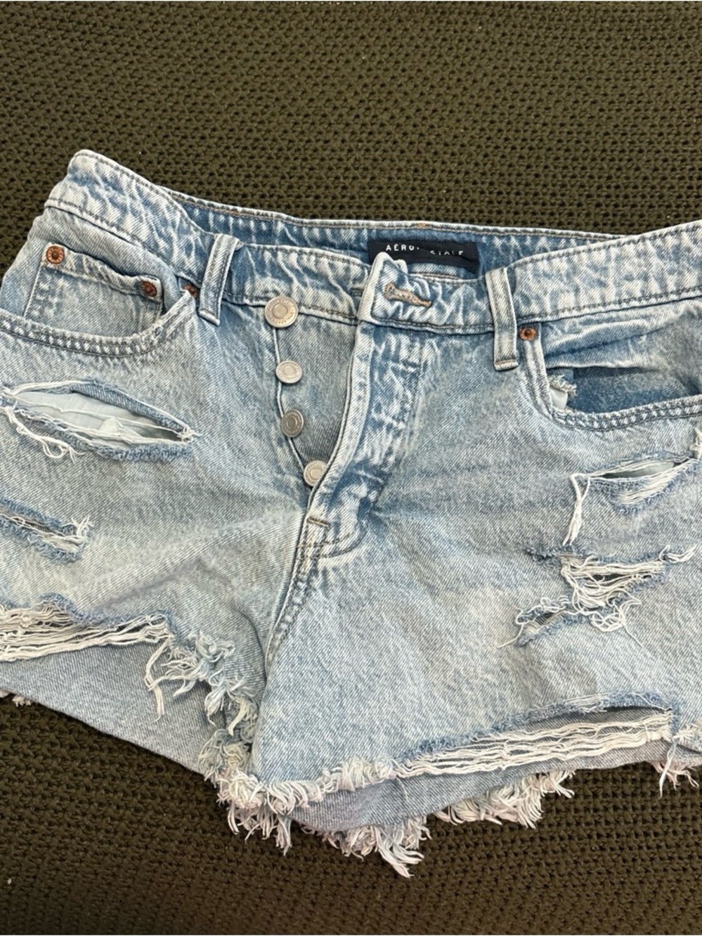 Aeropostale Light Blue Distressed Denim Jean Shorts